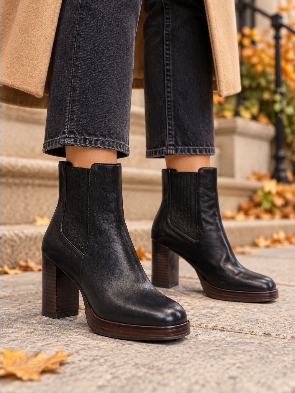 SPLENDID BLACK LEATHER BOOTIES ANKLE BOOTS WOMEN'S Sz 8